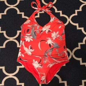 Athleta Waimea Plunge One Piece Halter Swimsuit